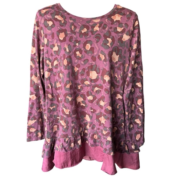 LOGO long Sleeve T-Shirt with Layer of Frills in Fun Animal Print (M) - Picture 7 of 11